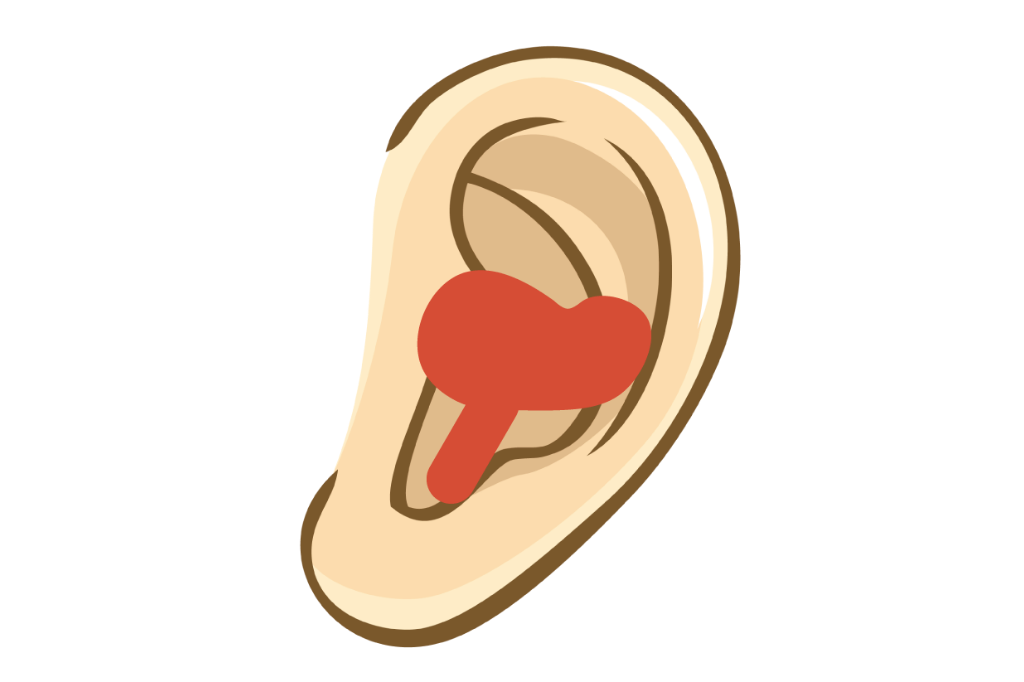 補聴器を耳に付けているイラスト