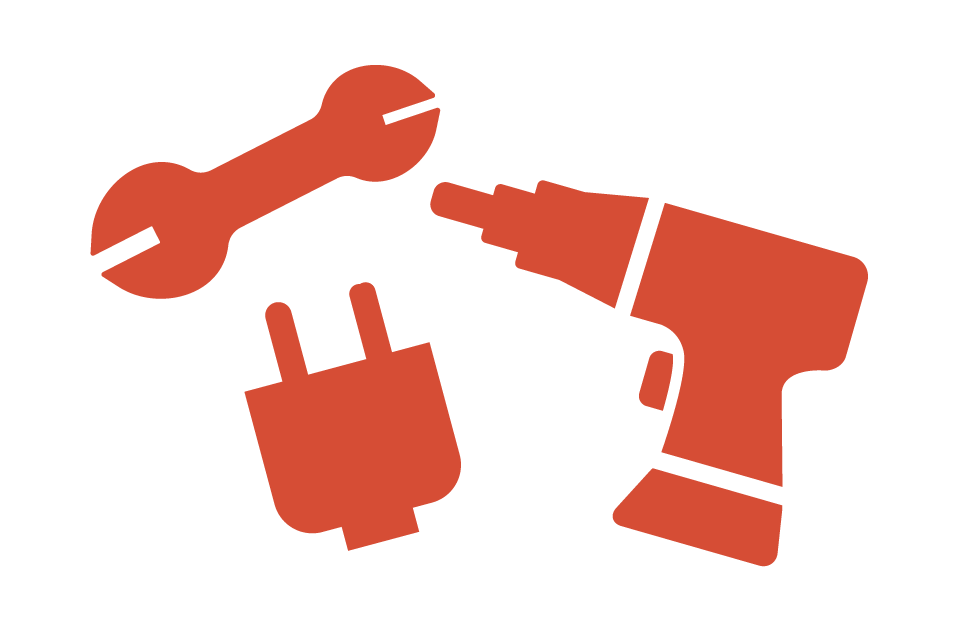 様々な工事をする工具のイラスト