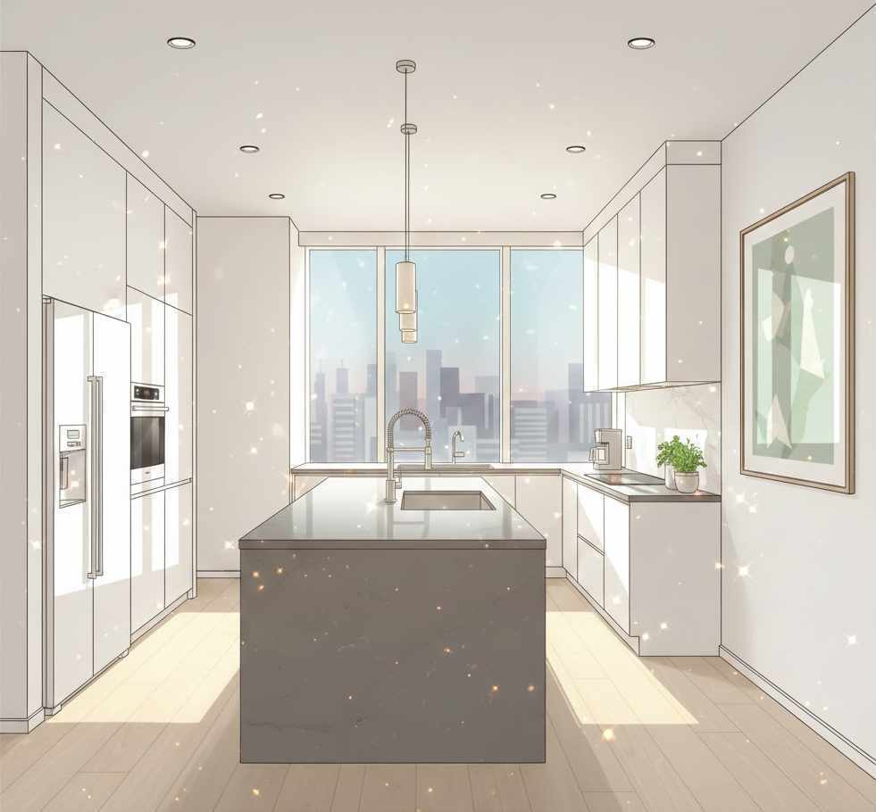 リフォーム後のキッチンのイラスト